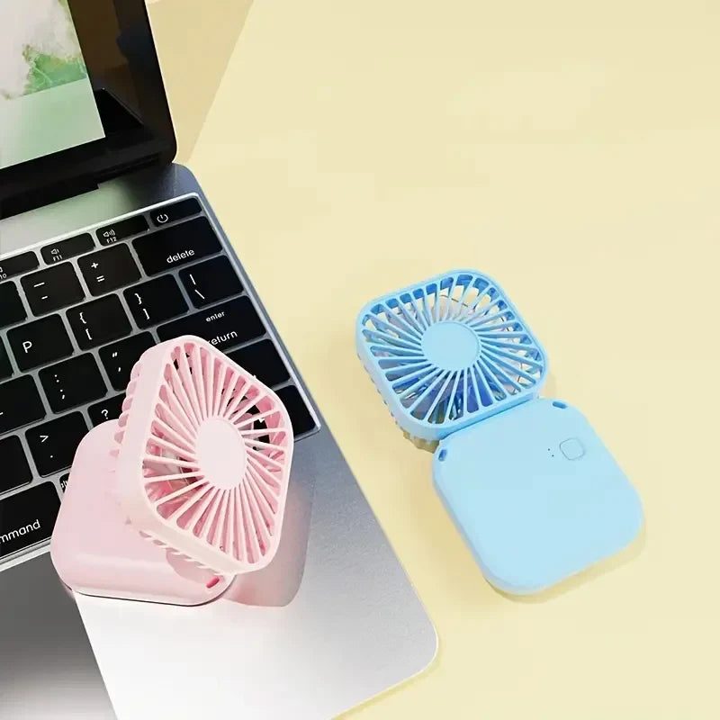 Mini Folding Hanging Neck Fan - 3 Speed USB Battery-Powered Personal Fan for Travel and Indoor Use