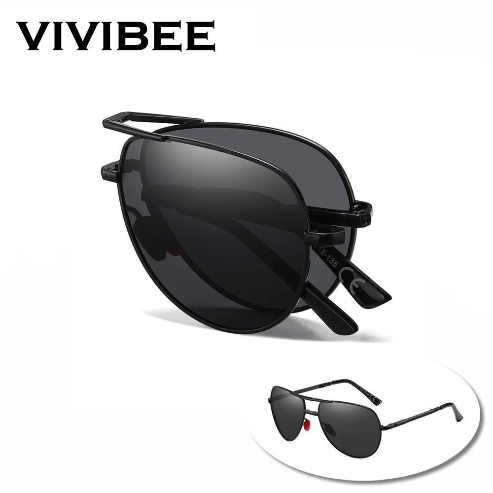 Sunglasses Aviator Foldable Metal Pilot Style Polarized UV400 Sun Glasses, Summer 2026 Trend, All-Day Comfort