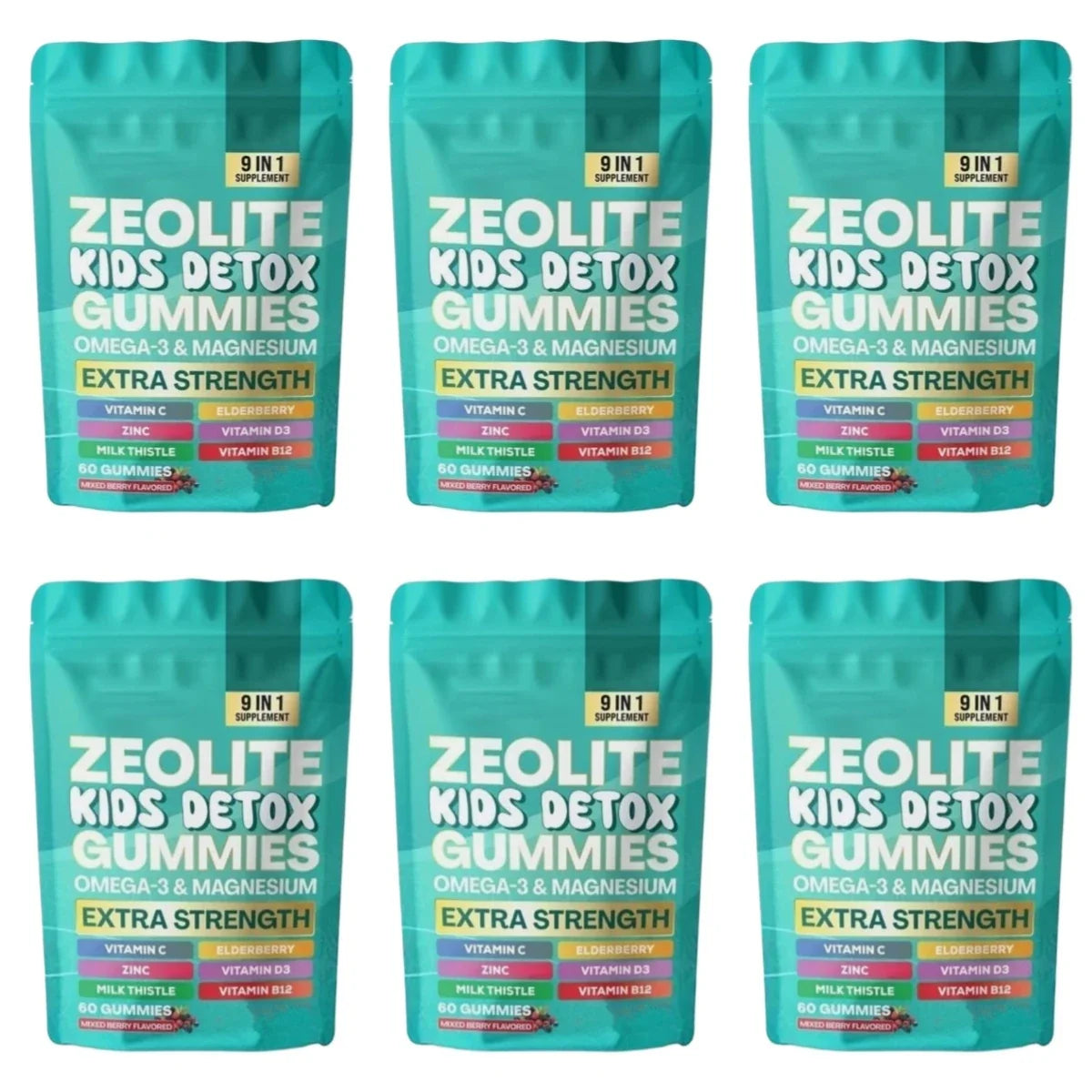 Multivitamin Omega-3 Magnesium Elderberry Immune Support Supplement 2026 – Zeolite Detox Gummies 60 Count