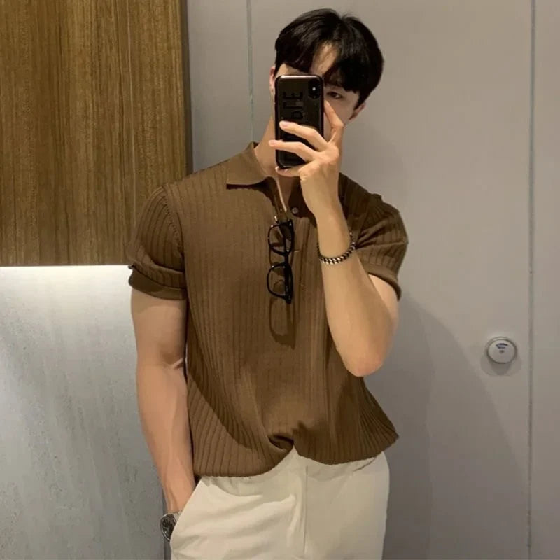 Fast-dry men's golf polo shirt - slim fit short sleeve, polyester, for sports and casual wear