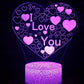 Illusion 3D Heart Lamp - USB LED Night Light, An Ideal Valentine's Day Gift