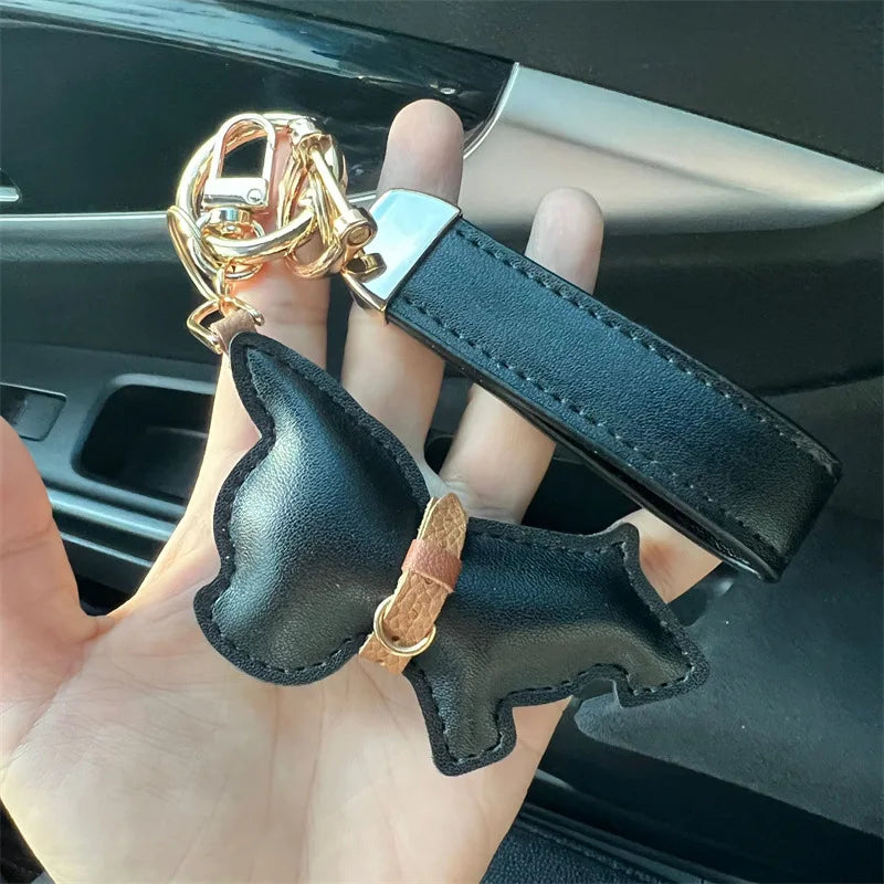 Dog Leather Keychain Car Charm Bag Hanging Accessory