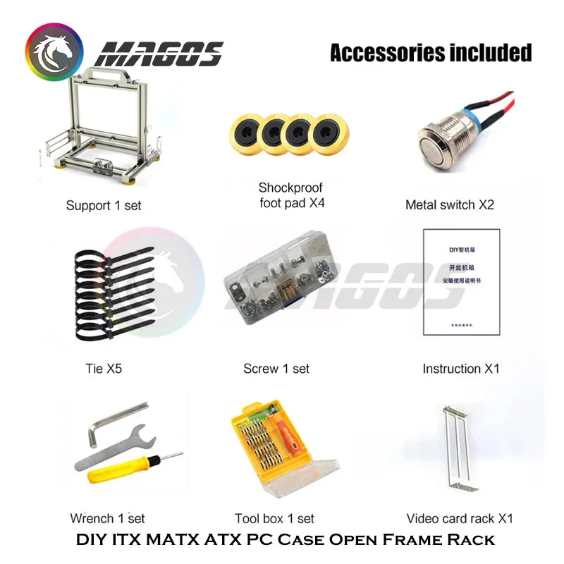 Frame Open PC Case Modular ATX MATX ITX Aluminum Rack