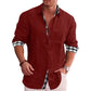 Linen Cotton Plaid Blouse Shirt - Long Sleeve Office Workwear Tops