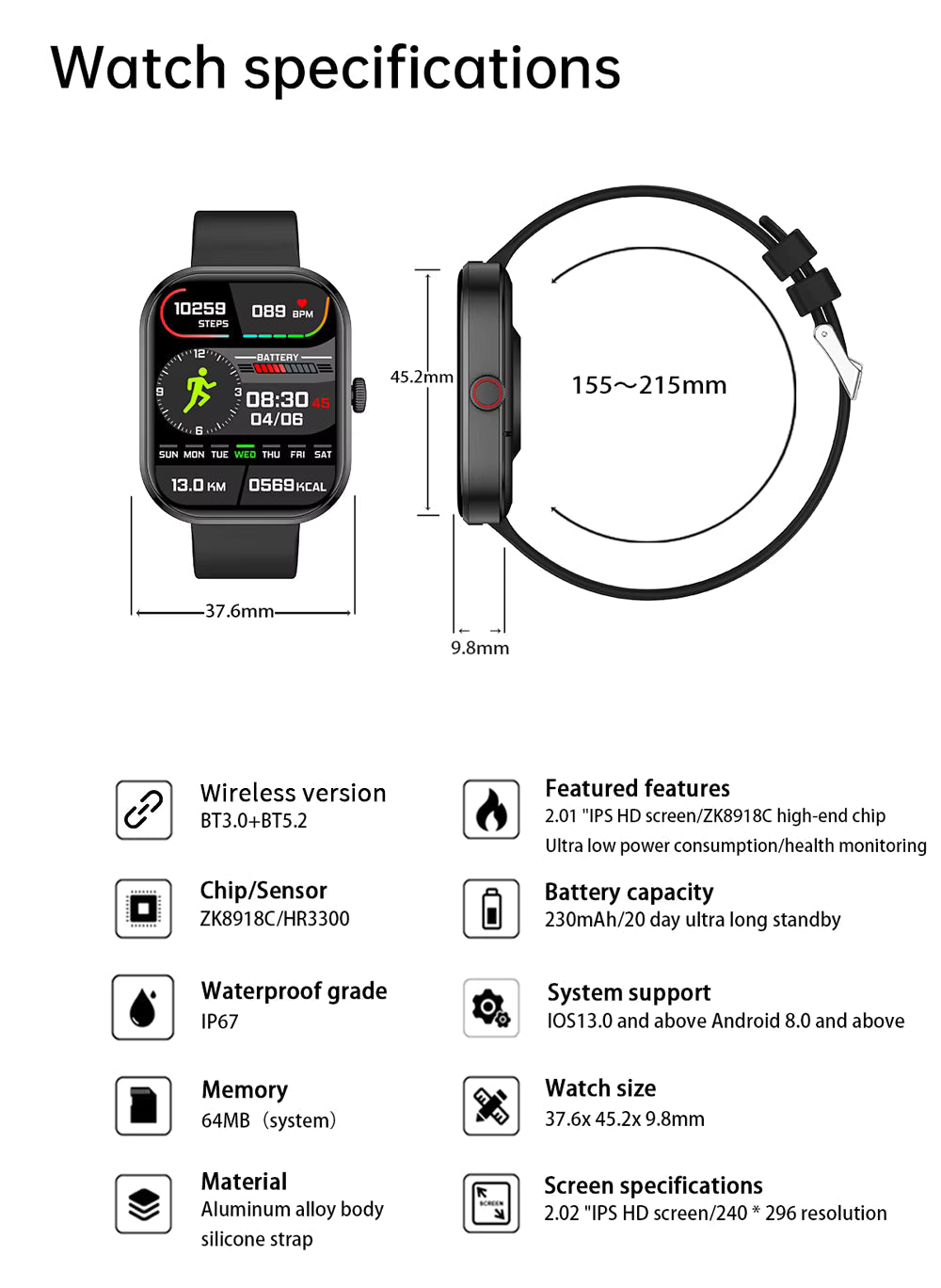 Health 2025 Smartwatch BP+ECG+HRV+BG Monitor with SpO2, Heart Rate, Sleep & Fitness Tracking