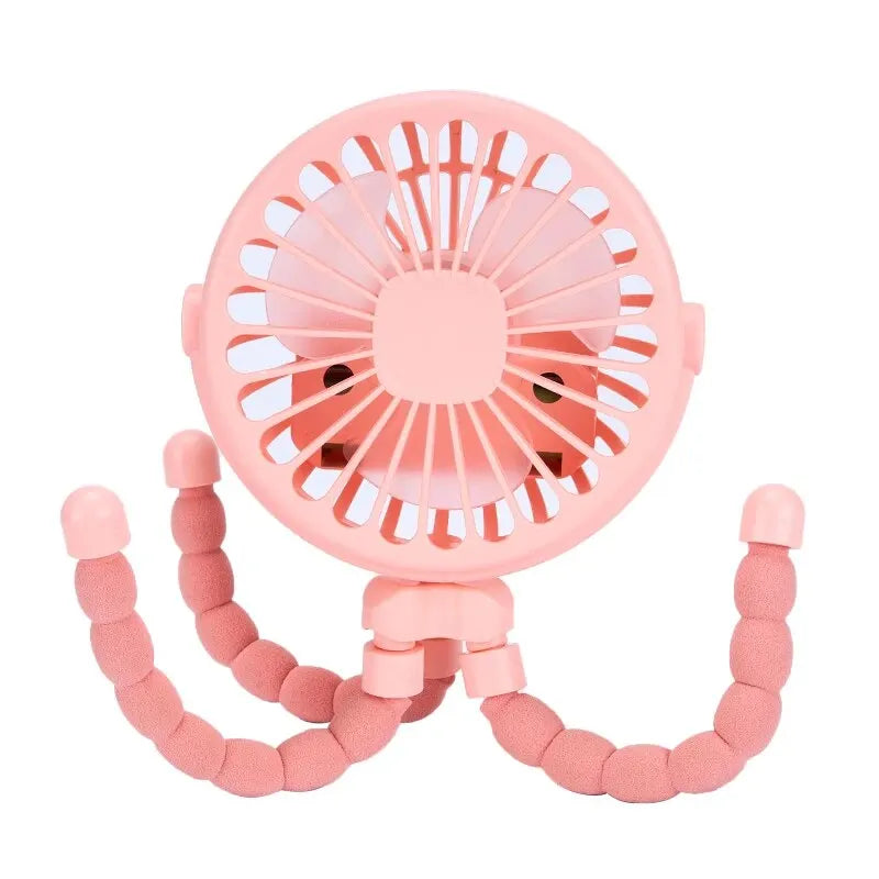 Travel-Friendly Oscillating Pram Fan Mini Hand-Held Baby Fan USB Operated Clip-on Flexible Tripod for Car Seat Use