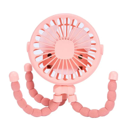 Travel-Friendly Oscillating Pram Fan Mini Hand-Held Baby Fan USB Operated Clip-on Flexible Tripod for Car Seat Use