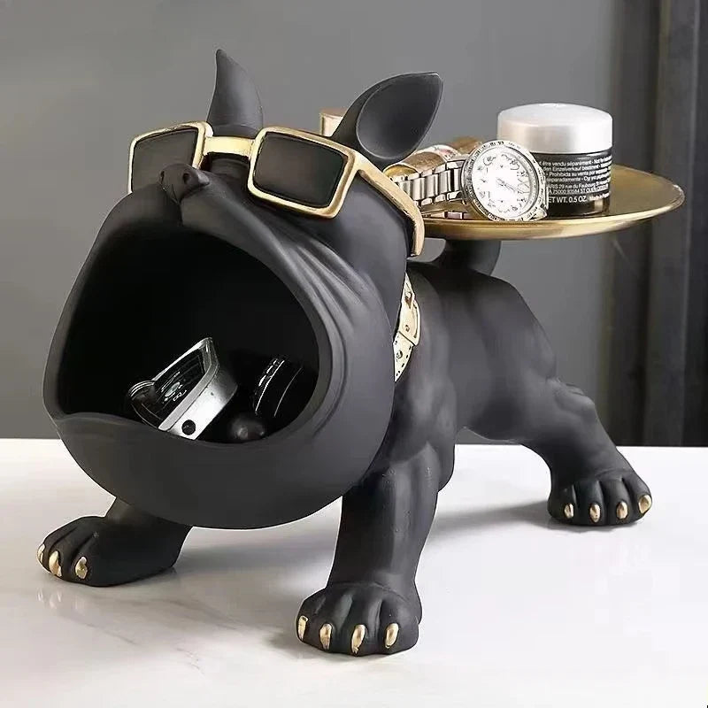 Dog Statue 30cm Bulldog Figurine Storage Box Resin Household Decor Fall 2025 Organizer Gift Idea
