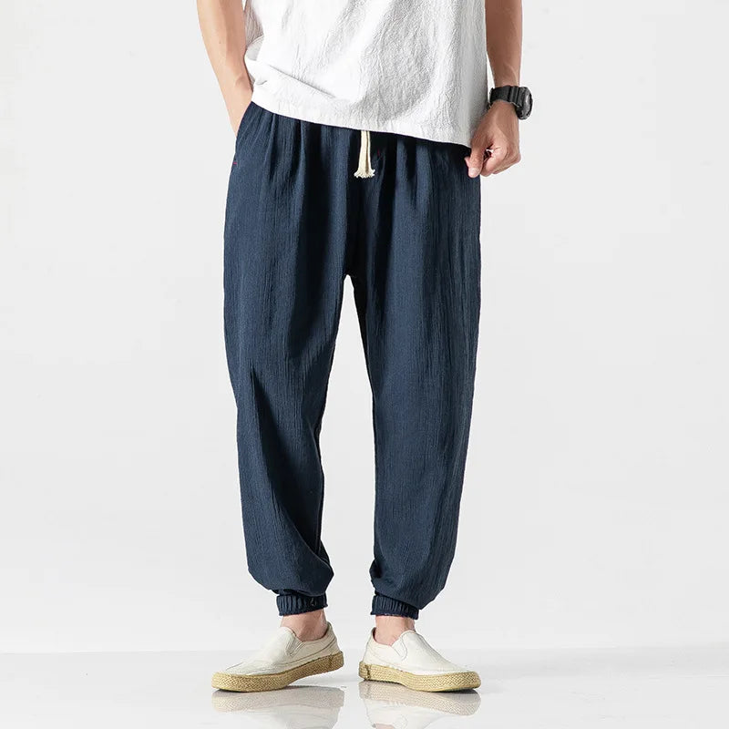Pants Casual Men's Linen Harem Bloomers Cotton Leggings for Comfort