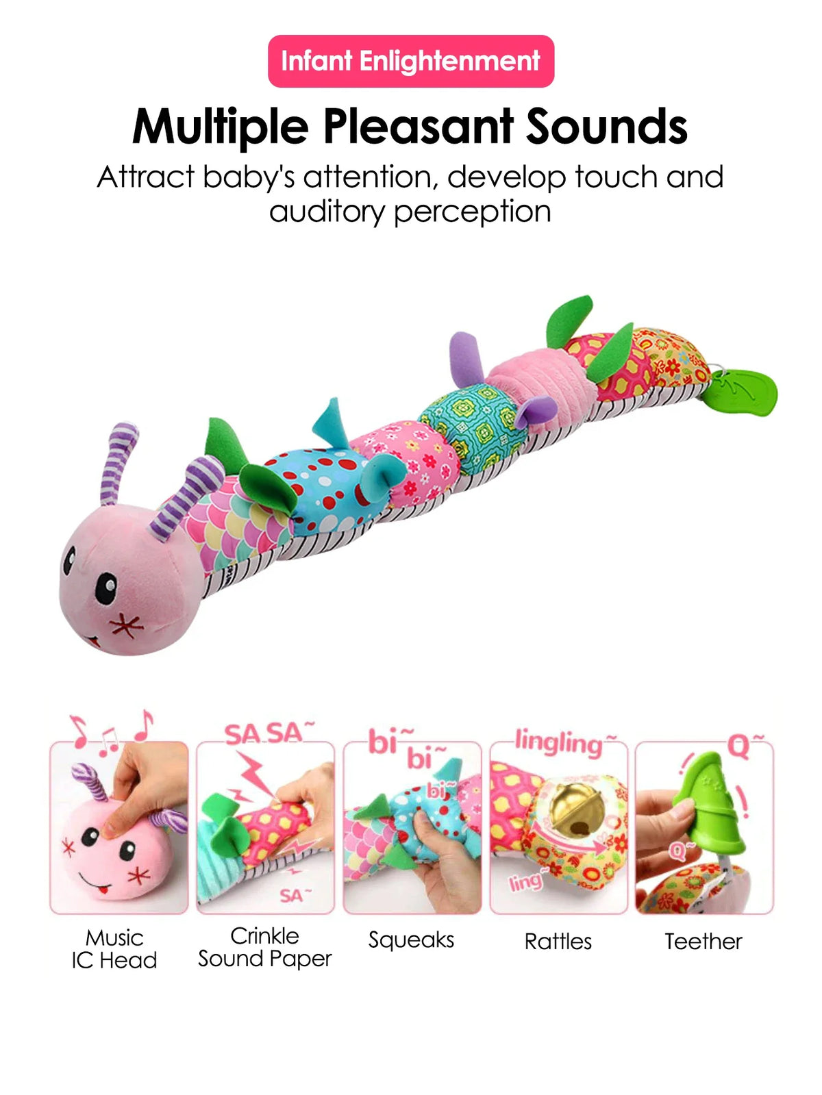 Plush Giraffe Baby Rattle Hanging Plush Newborn Sensory Toys