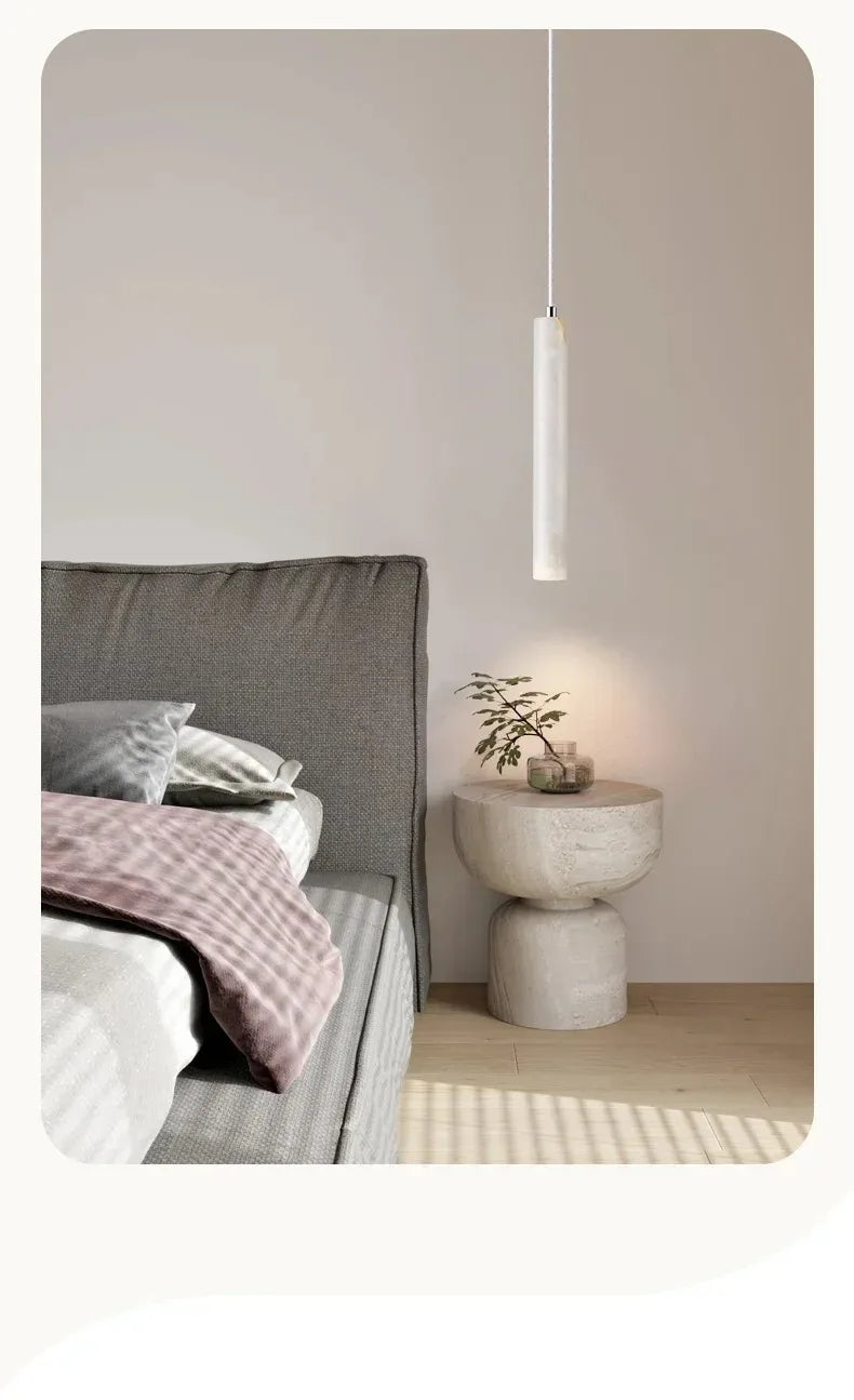LED Japandi Pendant Lamp Wood Tube Japan Style Bedroom Light