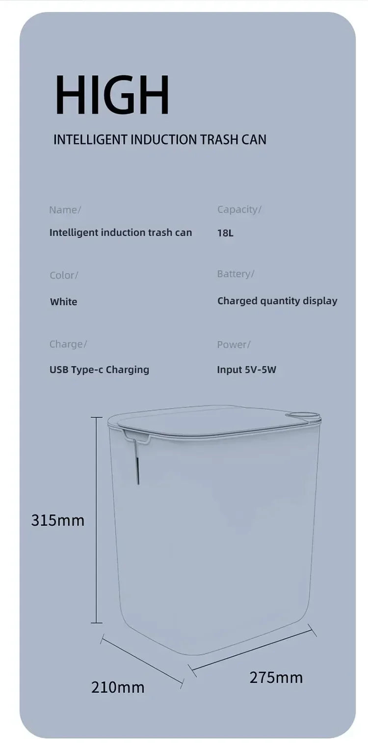 Sensor Smart Trash Can 18L With Display Type C Recharge