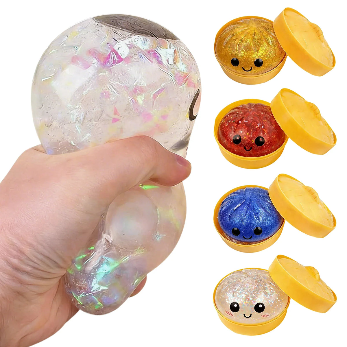 Bun Glitter Fidget Toy Kawaii Dumpling Squeeze Dough Ball Desk Toy Viral Fall 2026 Gift Stress Relief