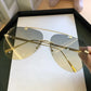 Vintage 2025 Rimless Aviator Sunglasses For Men Women Gradient Shades Black Brown