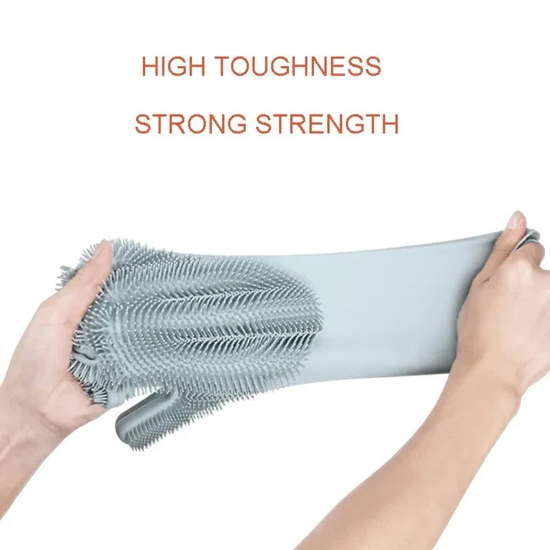 Silicone Dishwashing Gloves with Scrubber - Eco-Friendly Household Cleaning Device