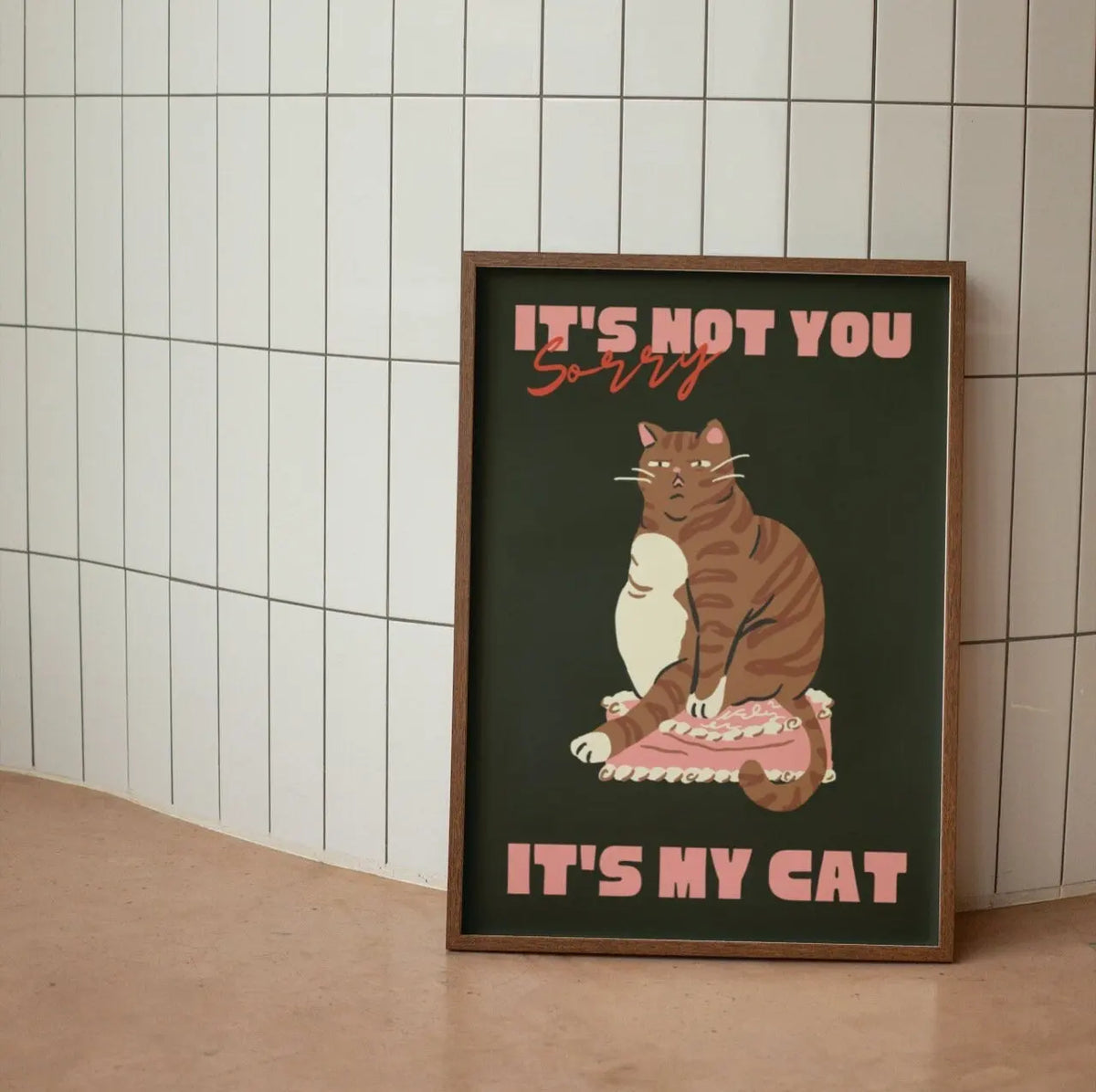 Black Cat Wall Art Red Orange Canvas Print Water-Resistant