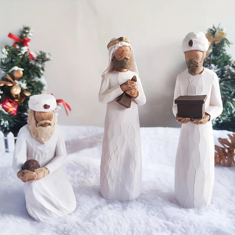 Nativity Figurines Kit Handcrafted Resin Three Wise Men Nativity Scene Christmas Decor Gift