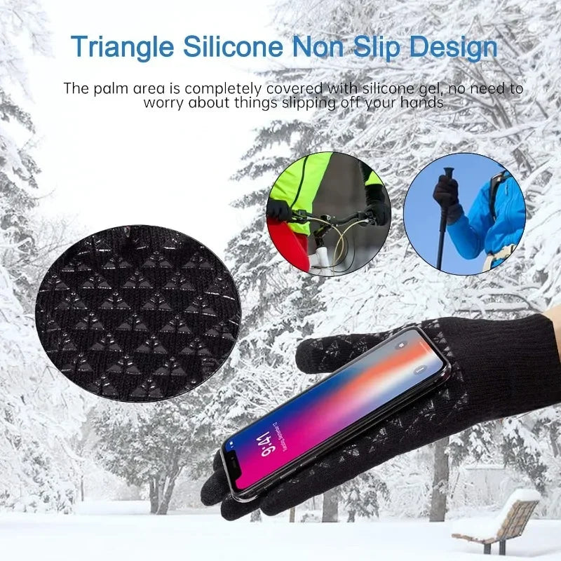 Gloves Winter Thermal Knit Touchscreen Outdoor Running Cycling Driving 2026 Winter Essentials Gift