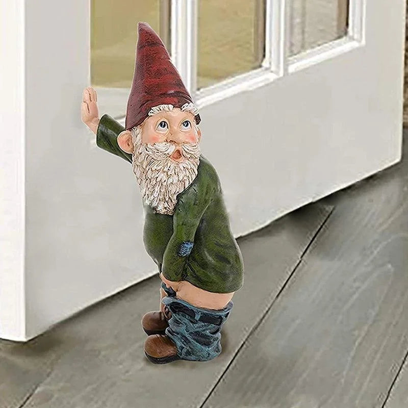 Gnome Garden Statue Urinating Outdoor Decor Christmas Holiday Garden Ornament Whimsical Gift Idea