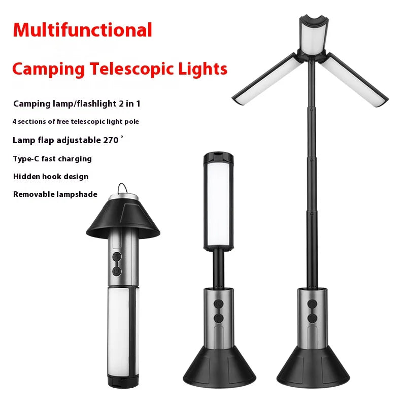 LED Searchlight Telescopic Folding ThreeHead Light, Battery-Powered Outdoor Camping Light, Emergency Car Repair Fall2026