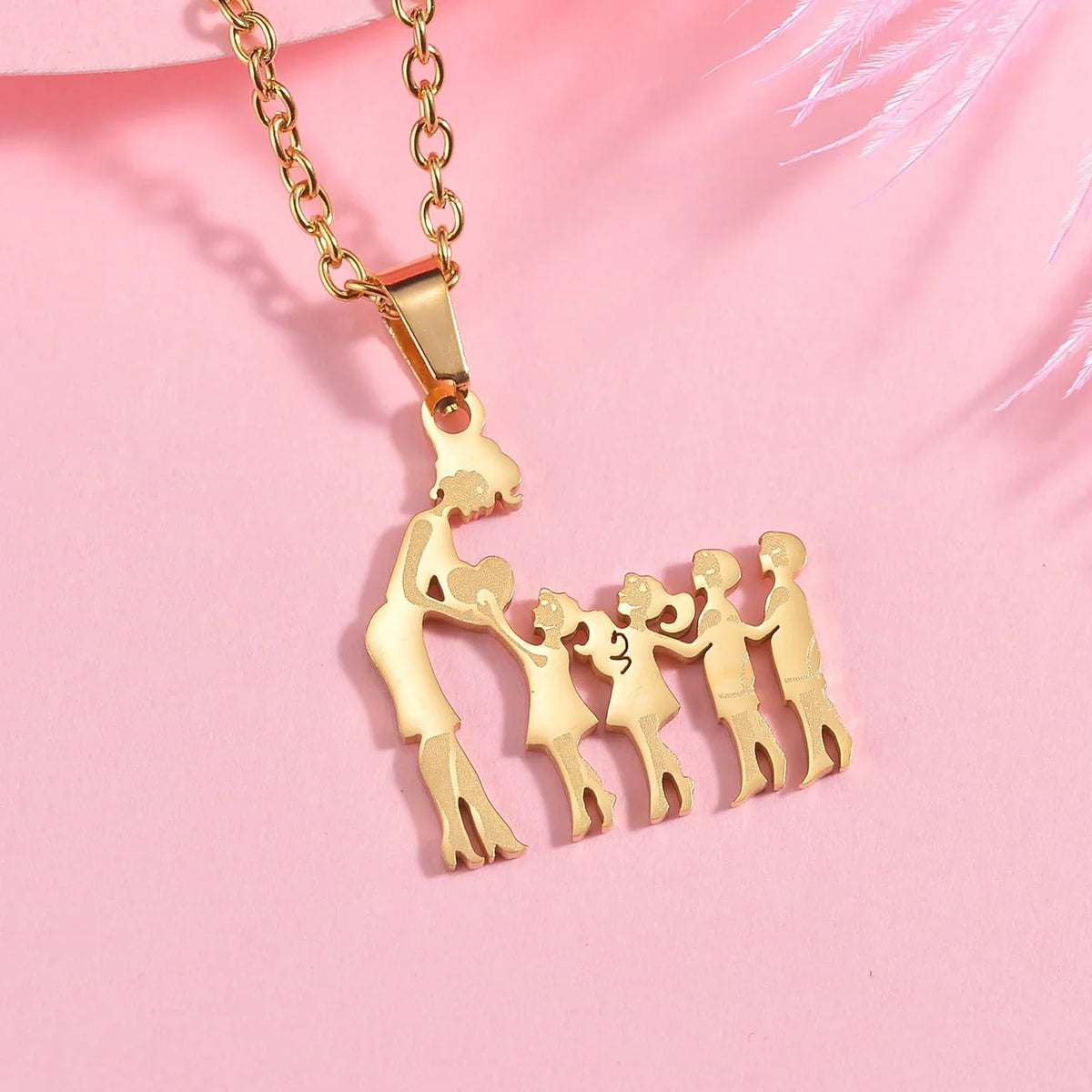 Mother's Day Gift Children Family Stainless Steel Jewelry – Silver Stainless Steel Mother & Kids Pendant Necklace