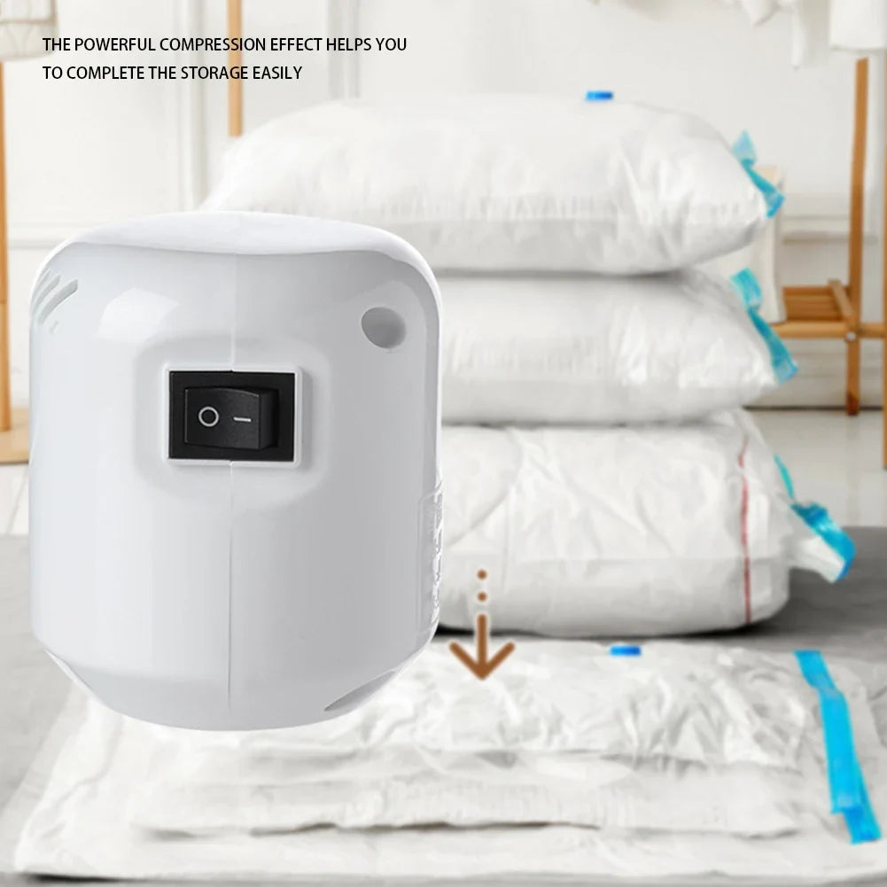 Motor-Driven Air Pump Mini Vacuum Sealer Machine for Clothes Storage Bags and Food Organizer
