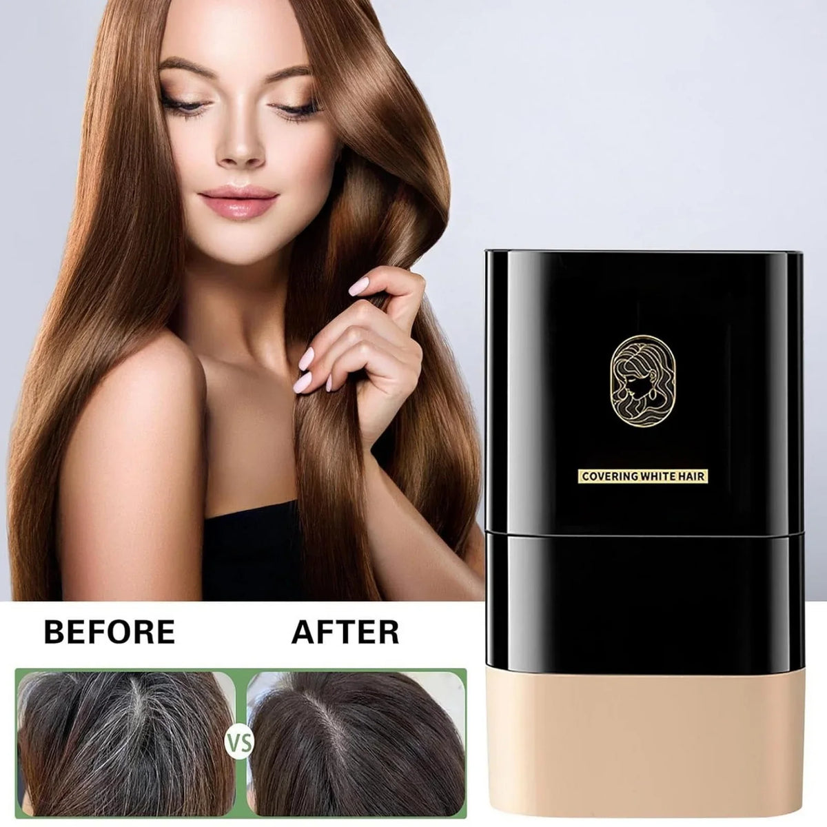 Hair Temporary Color Root Touch-Up Stick with Comb - Instant White Hair Coverage Non-Stain Coloring Pen