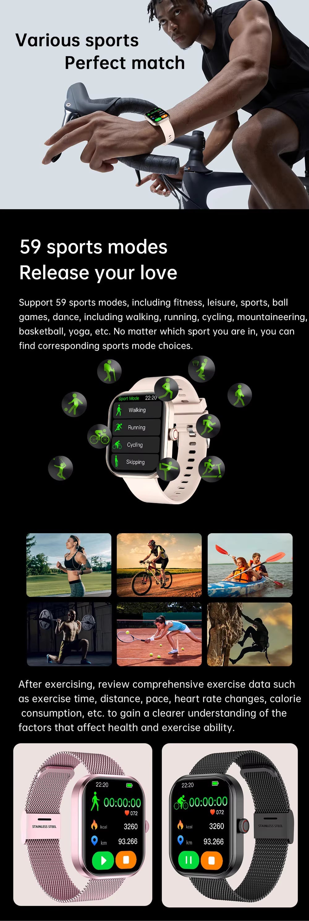 Health 2025 Smartwatch BP+ECG+HRV+BG Monitor with SpO2, Heart Rate, Sleep & Fitness Tracking