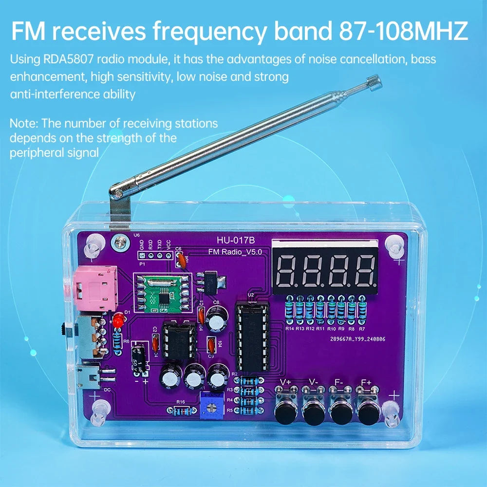 DIY FM Radio Kit 87-108MHz Flexible Frequency Soldering Practice Kit Back to School 2026 Gift