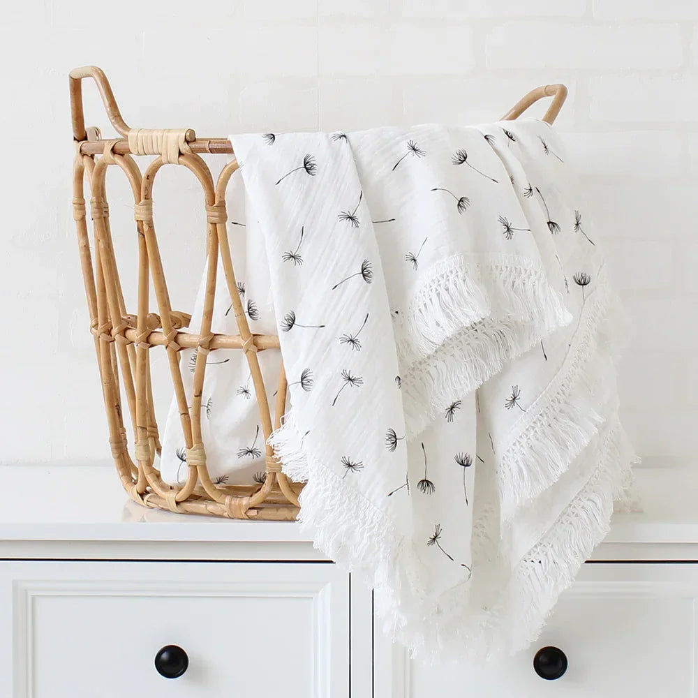 Baby Swaddle Blanket 100 Percent Cotton Muslin Newborn Floral Print Quilt Swaddle Fall 2025 Breathable Plush Gift
