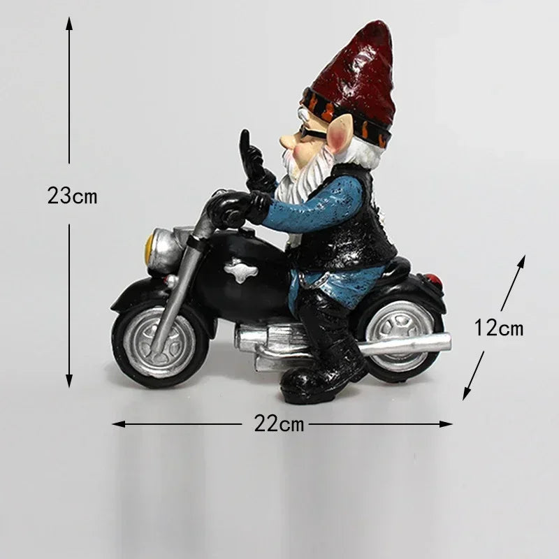 Gnome Garden Resin Statue Motorcycle Rider Dwarf Figurine Fall 2026 Outdoor Yard Decor Gift Idea