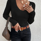Flattering Fitted Women’s Ribbed Sweater - Scoop Neck, Knit