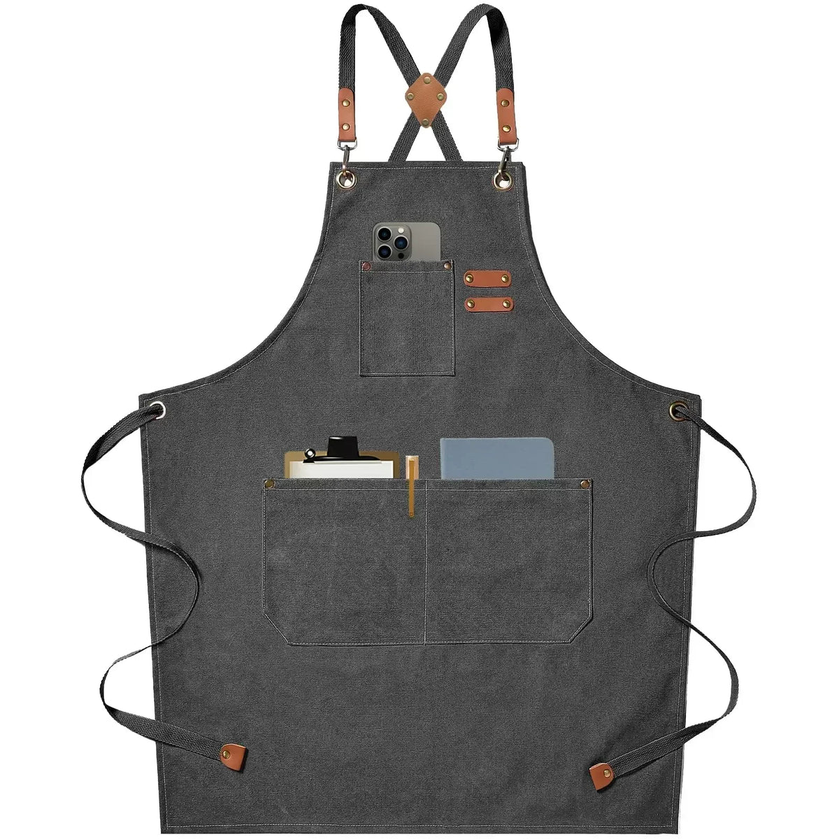 Canvas Apron Flexible Crossback Work Apron For Kitchen Chef Restaurant Cafe Fall 2025 Sturdy Pockets