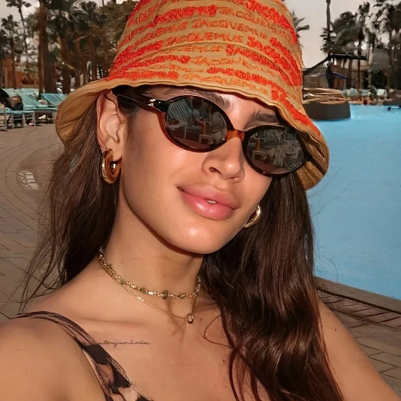 mirror lens, resin frame, casual beach & daily accessory – Retro unisex small oval sunglasses