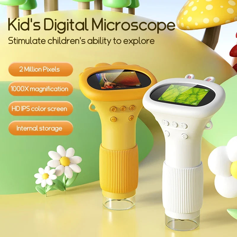 Hand-Held 1000X Mini Microscope for Kids - Outdoor STEM Science Toy, 2.0 Inch Pocket Lab Device