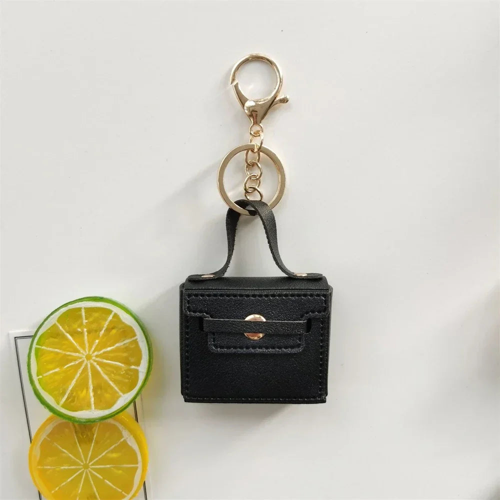 Free 1+1 Birkin Inspired Mini Hand Bag - Solid Color PU Leather Coin Bag Keychain Charm
