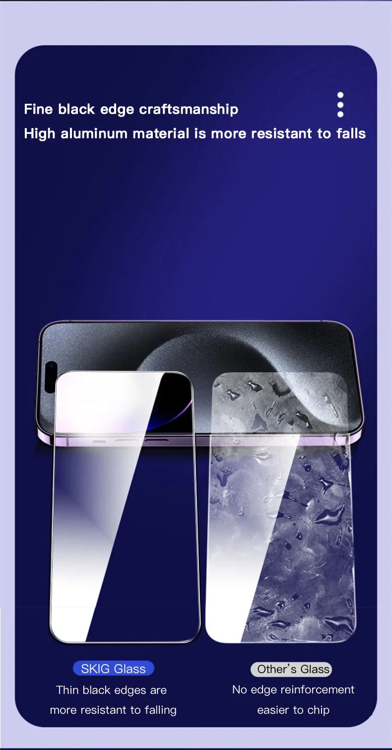 Tempered Privacy Glass Screen Protector for iPhone 16 15 14 13 12 - Anti-Spy Auto-Dust Removal Shield