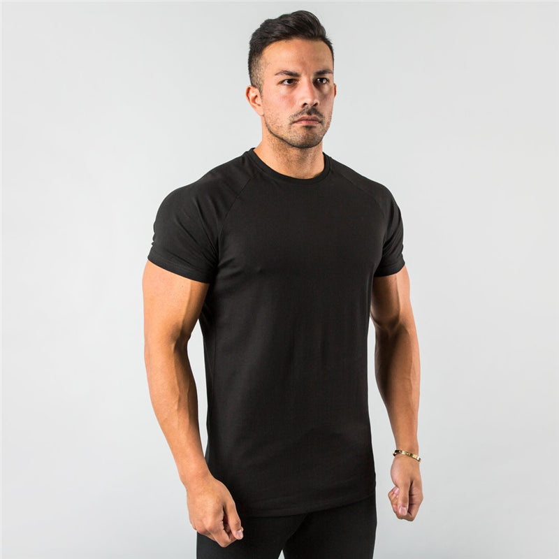 short sleeve, cotton blend, for workout & casual wear – Breathable slim fit men's gym t-shirt