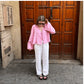 Stylish Long Sleeve Blouse with Openwork V-Neck and Lacing, Breathable Fabric for Spring Fashion-1