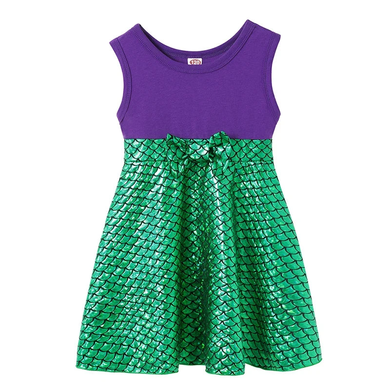 Light girls' dress - sleeveless a-line, polyester, elastane, casual summer wear