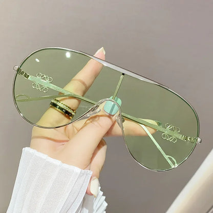 One-Piece Metal Sunglasses - Large-Frame Sports Goggles for Cycling, Men and Women
