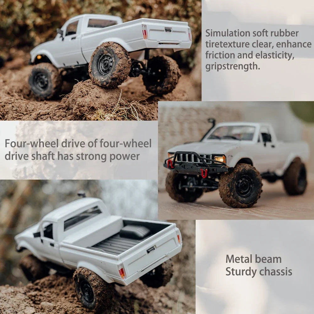 RC Car 1:16 Scale 4WD Rock Crawler Motor-Driven Off Road Buggy With LED Lights Gift For Kids 15-20 Min Run Time