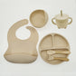 Baby Silicone Tableware Kit 8 Piece Suction Bowls Divided Plate Bib Spoon Fork Fall 2025 Self Feeding Aid