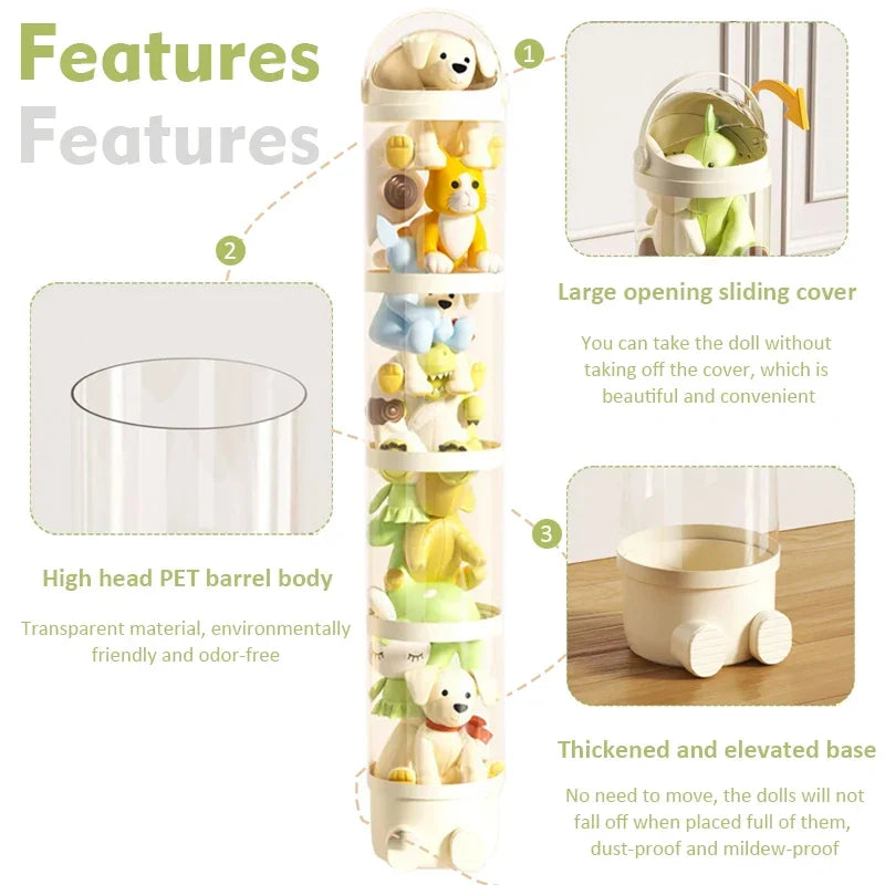 Toy2025 Edition Storage Tube Transparent Doll Organizer Kids Room Vertical Space Saving Visibility Gift Back To School