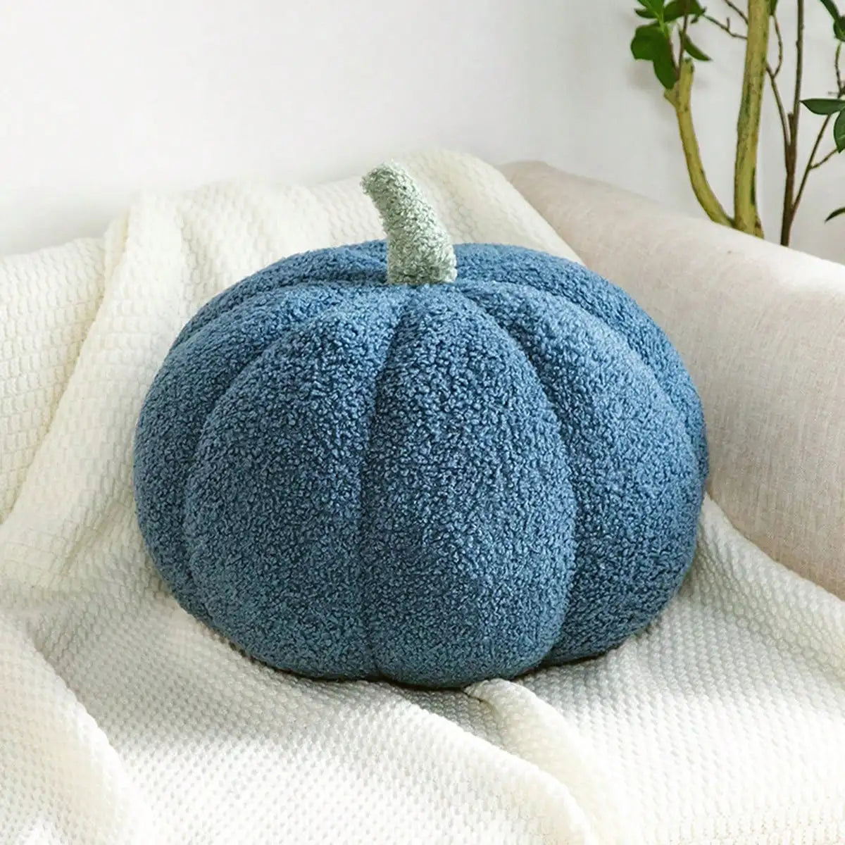 Cozy Sherpa & Boucle Throw Pillow for Fall & Halloween Household Decor, Ideal Gift for Kids and Babies – Plush Pumpkin Cushion