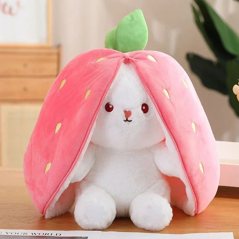 Bunny Plush 25cm Strawberry Carrot Transforming Toy Kids Birthday Gift Fall 2025 Cute Cuddly Surprise