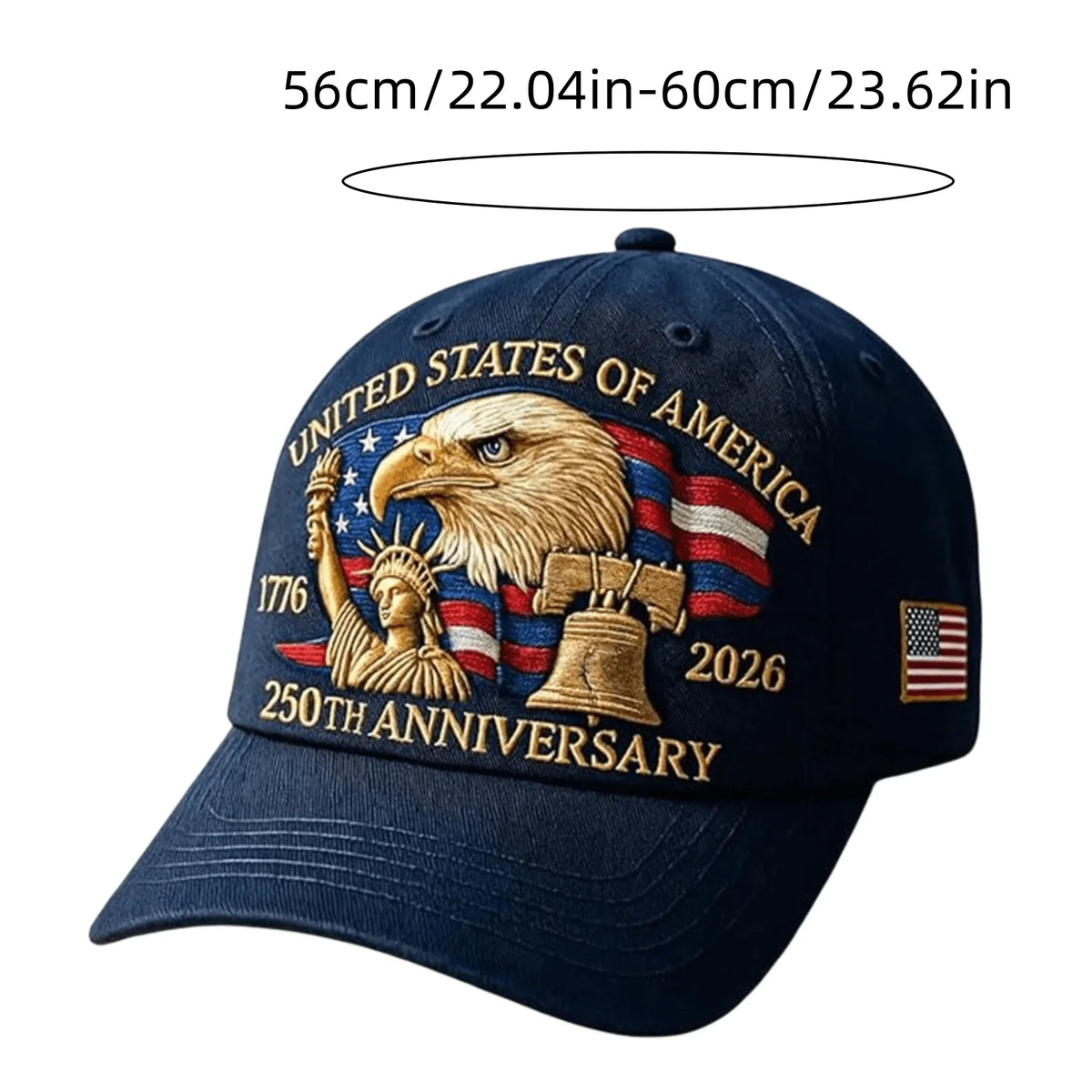 unisex Breathable baseball cap - curved-brim durable 250th-anniversary embroidery, polyester, outdoor wear