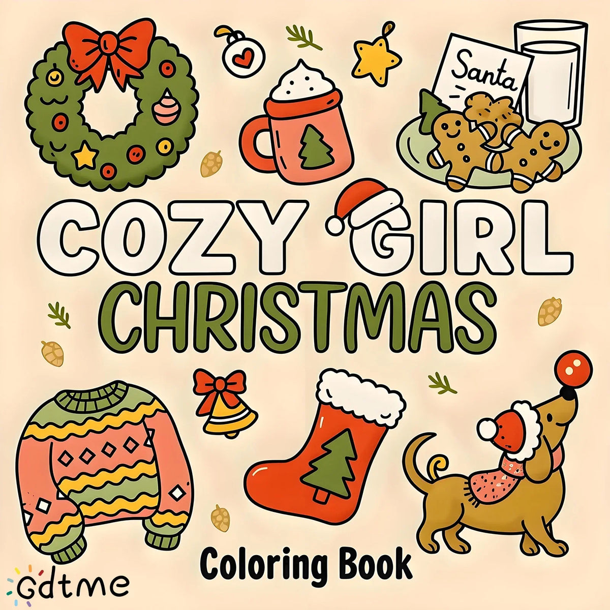 Coloring2025 Edition Book For Adults Cozy Christmas Theme Simple Relaxing Holiday Coloring Pages Gift Idea