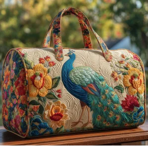 Light women's travel tote bag - quilted, 3D-printed fabric, for travel, beach, camping