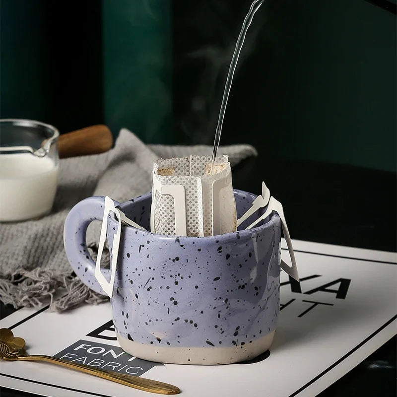 Ceramic Mug 300ml Porcelain Ring Handle Speckled Handmade Contemporary Coffee Cup Fall 2025 Cozy Gift